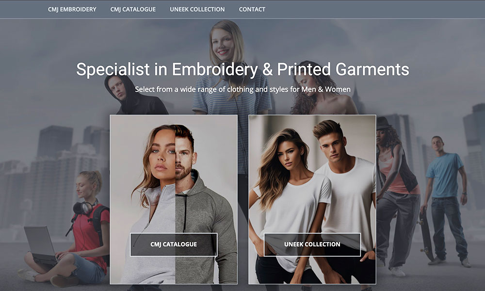 We created the new CMJ Embroidery website design, The website was designed as a company catlogue for their products and services. Liquidigloo designed and developed the entire site, linking to external catalogue companies. Created by Liquidigloo based in Congleton Cheshire. 