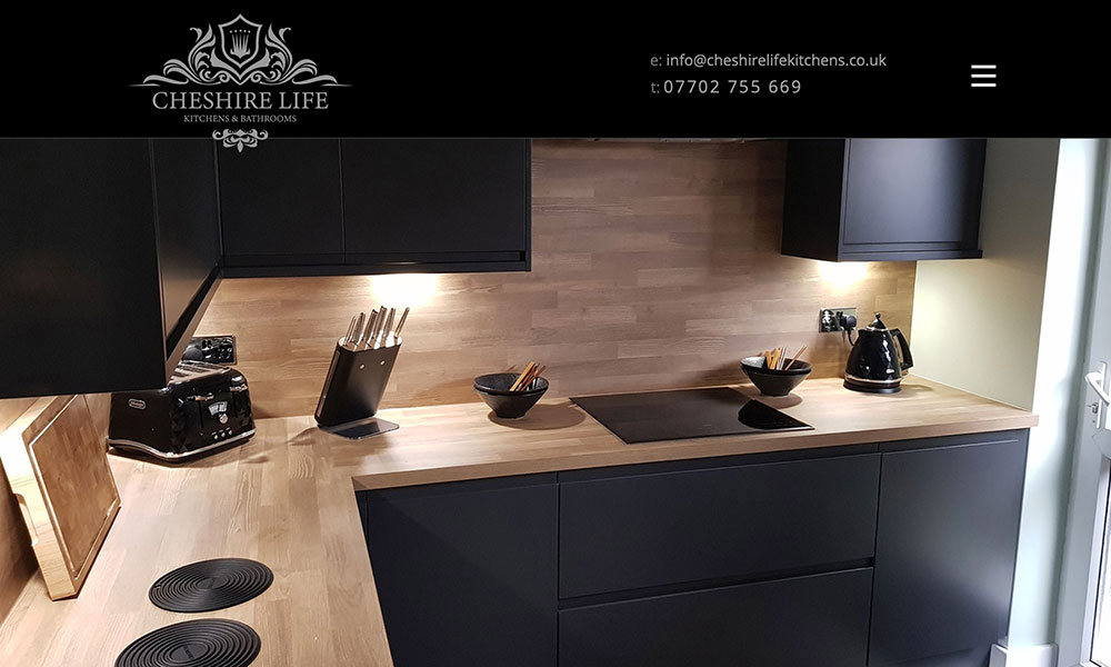 Cheshire Life Kitchens - a Company website ceated by website designers Liquidigloo, based in Congleton, Cheshire.