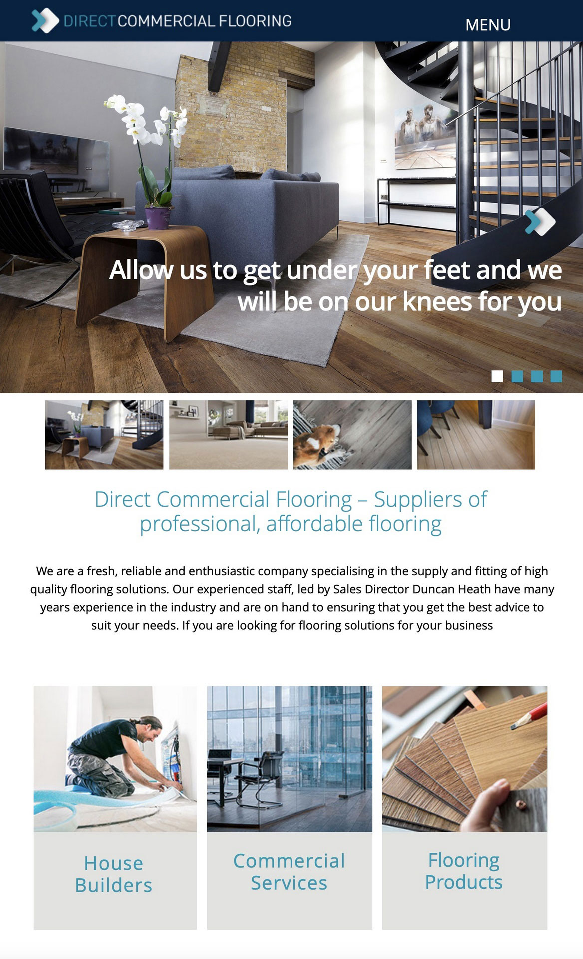 Direct Commercial Flooring Website Design and Development for a company based in Stoke-on-Trent, the website design and devlopment was created by Liquidigloo web design company based in Congleton, Cheshire