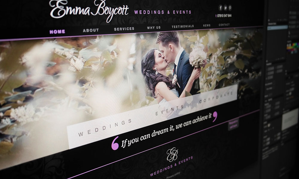 Liquidigloo is a website design Company based in Congleton, Cheshire. We designed the Emma Boycott Wedding website and included a creative logo design as part of a business start-up package. .